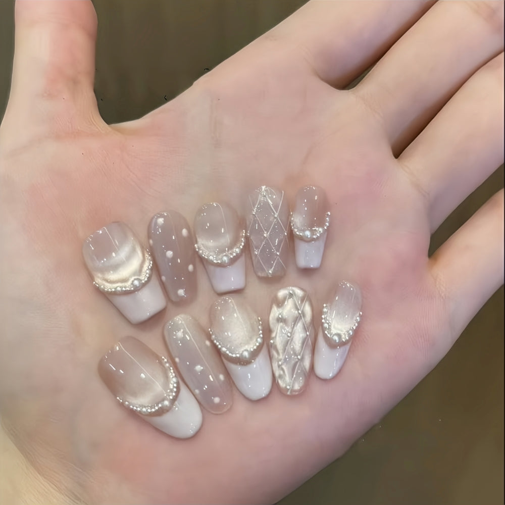 Pearl Lumière Cat-Eye French Press-On Nails
