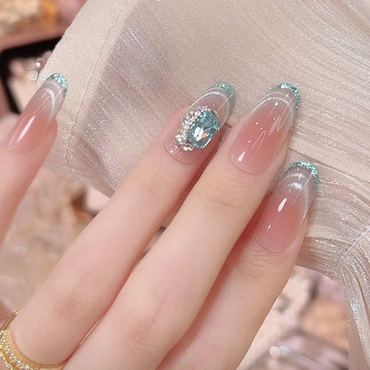 Icebloom Tip Cat-Eye French Press-On Nails