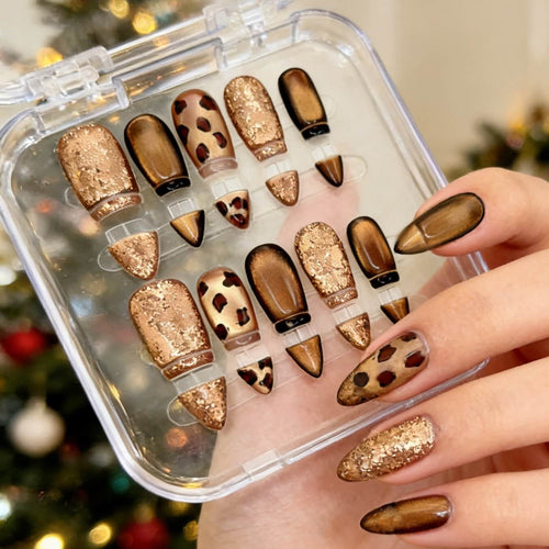 Gilded Leopard Adjustable Length Press-on Nails