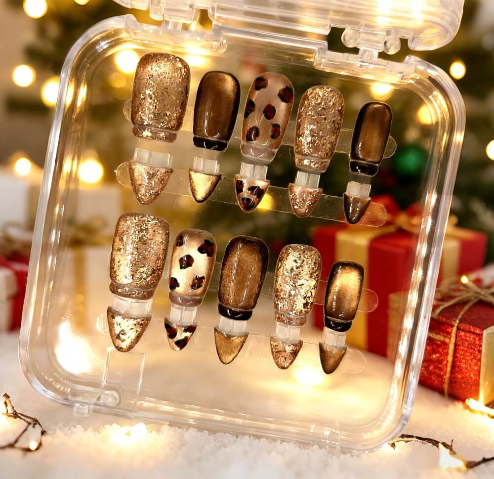 Gilded Leopard Adjustable Length Press-on Nails