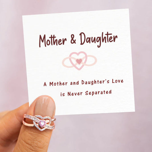 MOM & DAUGHTER INFINITY HEART WITHIN HEART RING