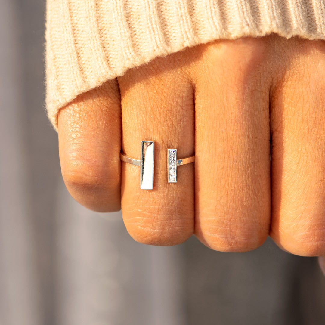 Mother Daughter Thick And Thin Sterling Silver Ring