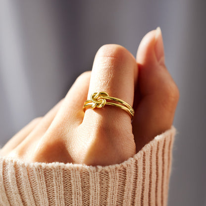 Mother & Daughter Double Square Knot Ring